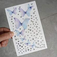 1Pc Pink & Black 3D Butterfly Eye Makeup Decor - Facial Rhinestone Stickers, Stage Makeup & Photo Shoot Sparkling Accessories - 彩色 - 查看 4