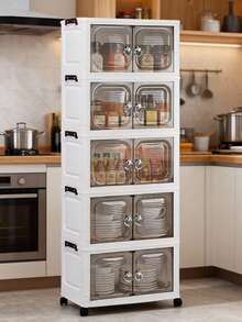 1个（38厘米-58厘米宽）可折叠塑料双门储物柜，可折叠衣柜，家用便携式壁橱，客厅玩具柜，零食柜，厨房储物柜，圣诞节和万圣节礼物，浴室纸巾盒，卧室落地架，可折叠鞋架