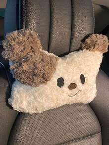 Cute Puppy Car Headrest Pillow For Fall/Winter & Christmas Women's Car Seat Lumbar Support Neck Pillow Vehicle Christmas Decor Perfect Holiday Gift Idea - Gối đầu chó con màu nâu - Xem 7