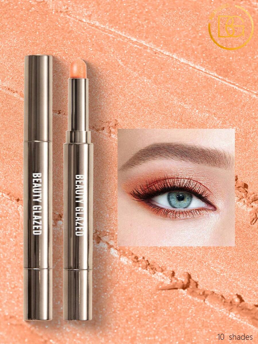 beauty glazed Thỏi phấn mắt chống thấm nước, hiệu ứng trang điểm lấp lánh ngọc trai, lâu trôi và không lem, không vón cục, lên màu chuẩn, kèm cọ tán.