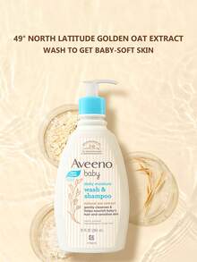 Aveeno 婴儿日常保湿洗发沐浴露，液体质地，温和低泡，易冲洗配方，植物滋养成分，温和清洁，滋养肌肤，韩妆，韩国彩妆，354毫升/11.97液体盎司