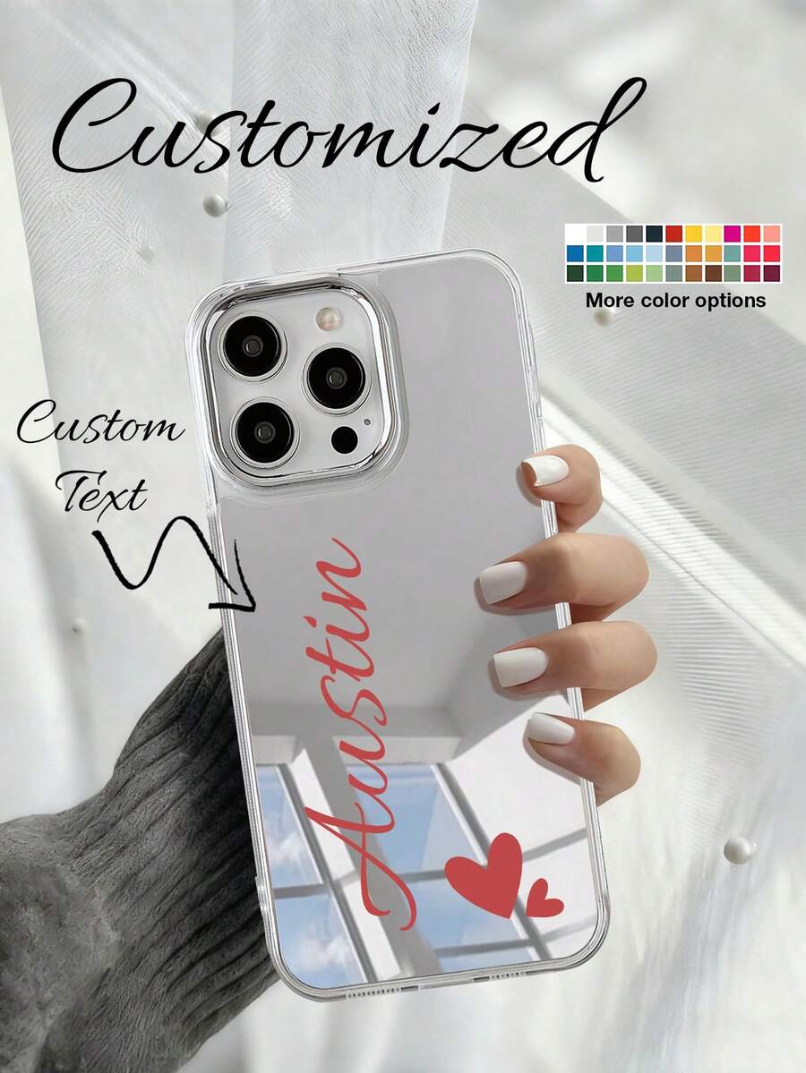 1 Personalized Custom Cat Red Lip Couple Family Member, Parents, Children, Pets, Friends' Names, High-Definition Acrylic Mirror Phone Case Compatible With Iphone 11/12/13/14/15/16/16 Pro/16plus/16 /17pomax And Other Models, Suitable For Boys And Girls, Anti Fouling, Fashionable, Christmas Gifts