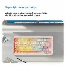 Lenovo Tastiera cablata Xiaoxin K2-82 per ufficio e gaming: tastiera meccanica silenziosa, retroilluminazione RGB a colori misti, layout compatto a 82 tasti - polvere di quarzo - Visualizzare 3