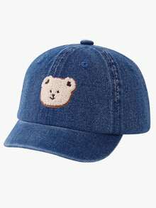 1 pieza Sombrero de sol para bebé, diseño de oso lindo, tela delgada, gorra visera para exteriores, adecuado para niños de 1 a 3 años, primavera/otoño - Lengua de pato del oso vaquero - Ver 9