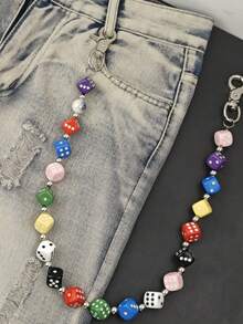 2025秋季新款多彩幸运骰子裤链 Y2K 时尚男女腰间奢华配饰，产品颜色随机发货 - 彩色 - 查看 13