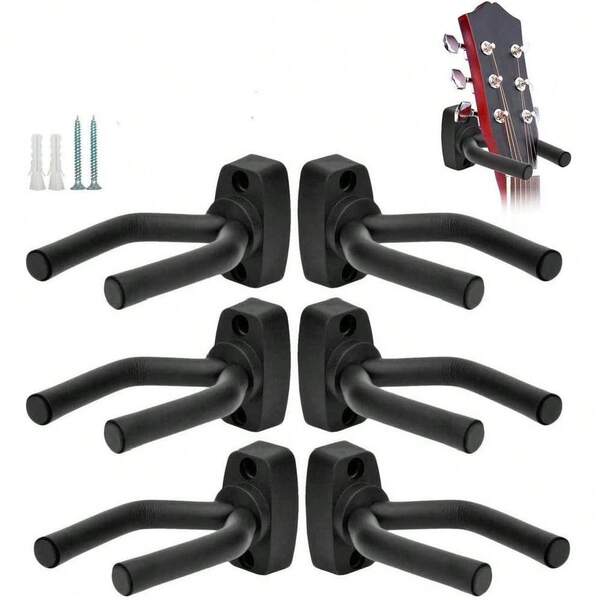 1 Piece, Guitar Hook Wall Mount Bracket, Ukulele Wall Mount, Violin Hook Holder Display Stand, Suitable For All Sizes Of Guitars, Basses, Mandolins, Banjos, Shotguns, Air Guns, Compound Bows And Baseball Bats Display Hanger Hook, Black With Screws - Easy To Install.