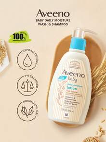 Aveeno 婴儿日常保湿洗发沐浴露，液体质地，温和低泡，易冲洗配方，植物滋养成分，温和清洁，滋养肌肤，韩妆，韩国彩妆，354毫升/11.97液体盎司