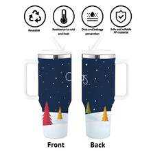 1pc 40oz Christmas Tumbler With Handle And Straw – 304 Stainless Steel Vacuum Insulated – Keeps Hot Cocoa Warm For 6H & Milkshake Cold For 12H – Ideal For Snowmobile Trips & Frozen Trails – Fits Car Cup Holders – Ride Ice & Sip Warm - 彩色 - 查看 6