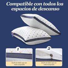 Almohadas 65cm*45cm 2 piezas | Suaves, tipo hotelera, transpirables | Para cama, hogar y dormitorio - Blanco - Ver 3