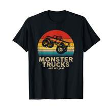 Cool Vintage Monster Truck Are My Jam Retro Sunset T-Shirt - Black - View 1