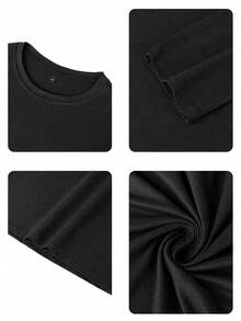 3件套男童休闲印花圆领长袖T恤，秋季学生青少年服装 - 彩色 - 查看 5