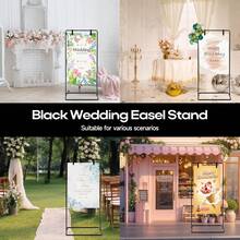 Vincidern 6PCS Wedding Welcome Sign Stand, 68.9" Wedding Sign Holder For Seating Charts,Black Versatile Sign Stand For Weddings Birthdays Party,Bridal Shower,Anniversary Ceremony Event Decor,Mother's Day Party Supplies - 黑色的廣告架 - 查看 6