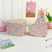 2pcs Heart-Shaped Paper Gift Boxes, Floral Print, Heart-Shaped Structure, Gift Packaging Suitable For Birthday, Wedding, New Year, Valentine's Day, Daily Use - Multicolor - View 6