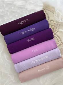 6件/包 纯色雪纺穆斯林头巾 - 彩色 - 查看 4