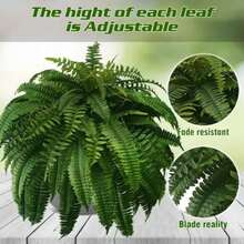 Artificial Boston Fern Plants UV- Resistant Fake Fern Greenery For Home, Office, Porch, Garden Decoration Artificial Boston Ferns With 21/ 28/ 38 Leaves Artificial Plants Indoor And Outdoor Home Decoration - 綠色 - 查看 6