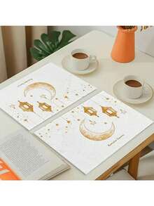 1/4 Piece, Ramadan, Fasting, Moon, Flowers, Stars, Eid Al-Fitr, Kitchen And Table MATS, Restaurant And Cafe Decorations - Multicolor - View 4
