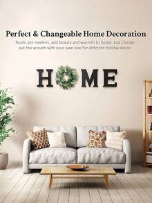 1set Spring Letter Wreath Home Sign Wpc Wall Decor Home Letter Wreath, Modern Decor Hanging Farmhouse Home Sign, Living Room Kitchen Housewarming Couple Gift, Summer Welcome Door Hanging, Mother'S Day Decor, Easter Decor, Room Decor Decor, Home Decor Decor, Home Decor Garden Decorations Wedding Decor Home Decors Gifts Birthday Graduation - 彩色 - 查看 5