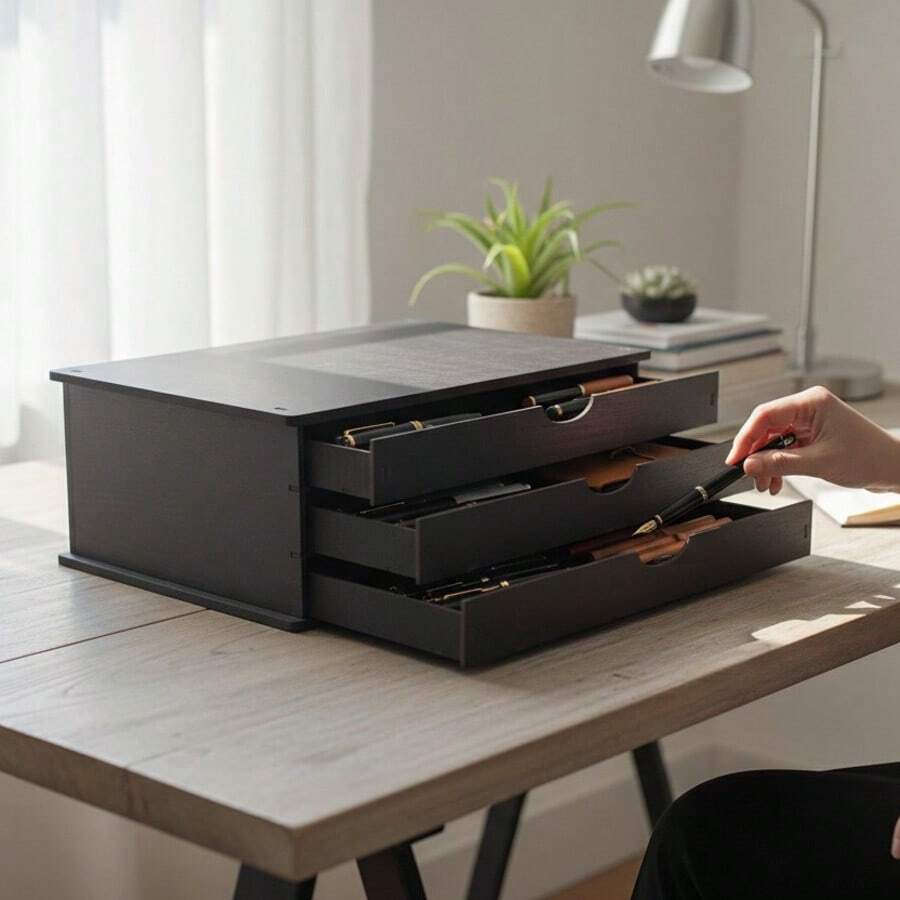 Multipurpose Office Organizer Drawer With 3 Black Drawers - màu đen - Xem 1