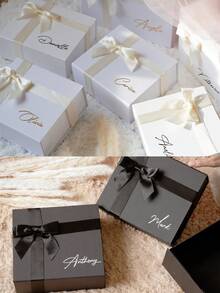 Personalized Name Gift Box, Magnetic Customized Christmas Gift Box With Lid And Ribbon, Can Be Used As Gift Box, Bridesmaid Gift Box, Women's Birthday Gift Box, Magnetic Bride Party Gift Box, Customized Name Bridesmaid Invitation Box, Empty Gift Box - Gift Box! - View 6