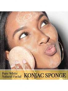 3 Count Natural Konjac Seaweed Facial Cleansing Sponge Deep Cleansing And Exfoliating, Suitable For Oily, Dry, And Sensitive Skin - Multicolor - View 4