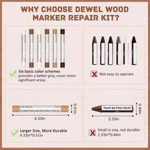 DEWEL 6-Color Wood Repair Wax Sticks Kit - Furniture Scratch & Hole Filler Crayons For Tables, Floors, Cabinets & Doors | Quick Melt-Application - one-size - View 7