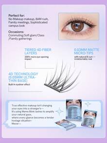 Mlen Diary 假睫毛簇，80片C型卷翘12mm单根假睫毛，DIY卡通风格可重复使用假睫毛，在家打造自然蓬松美睫 - C - 查看 5