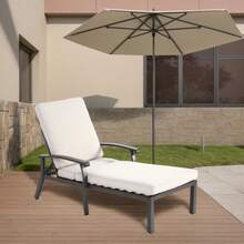 Lounge Patio Stuhl Mit Baumwolle Kissen, Verstellbares Liegendes Rostfestes Aluminum Poolside Chaise Lounge Möbel, Wasserdichtes Beige Kissen (1st) - Beige - View 2