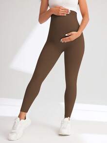 Maternity High Waist Seamless Elastic Solid Color Leggings