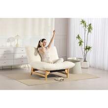 Bean Bag Chair For Adults ,Accent Armless Lazy Sofa, Casual Single Sofa, Corduroy Fabric, For Living Room And Bedroom , With Backrest, Single Seat - 米白色 + 燈芯絨 - 查看 12