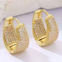 1 Paar Luxus Damen Creolen, vollständiges Diamant Design mit Türkis Einlage, geeignet für den täglichen Gebrauch, Geschenk für die Freundin. Halloween Schmuck, Weihnachtsgeschenk