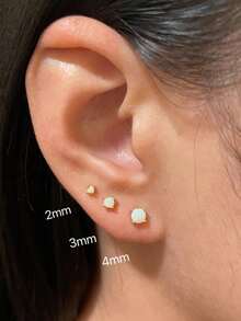 GAGAFEEL 1 对迷你耀眼轻奢 S925 纯银人造蛋白石闪亮锆石耳环，适合女士日常派对佩戴 - 淺藍色 - 查看 8