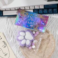 3.15in Big Squishy Cat Paw Squishy Toys,Cute Kawaii Fufu Squishies,Sticky Squeeze Fur Ball,Jelly Kitty Funny Fidget 36 Months +Toys Novelty Things Suitable For Adults Kids - Chân mèo tím - Xem 1