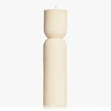 1 件迷你蜡烛,手掌大小,现代罗纹蜡烛套装,大号大豆蜡香味罗纹柱状蜡烛,旋转几何装饰蜡烛,适用于家庭装饰,漩涡艺术蜡烛,客厅,浴室(白色) - 彩色 - 查看 10