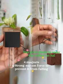 1个优质木质磁性花瓶 - 3D创意试管插片设计，强力磁性冰箱贴，固定牢固（防掉落），迷你尺寸花瓶磁铁，适用于鲜花，可用于冰箱、厨房、卧室、办公室和墙面装饰，现代家居装饰配件，时尚磁性花瓶，打造优雅日常装饰 - 彩色 - 查看 4