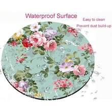 Pad, Mint Floral Teal  Pad, Washable Round Pad With Lycra Cloth, Non-Slip Rubber Base Small Wireless  Pads For Office Laptop,17MintFloralTeal - 17MintFloralTeal - View 4