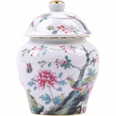 XINGYAN Chinoiserie - Mini tarros de cerámica de jengibre de porcelana azul y blanco con tapa estilo oriental tarros decorativos y de almacenamiento mini frasco de flores