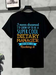 PLUS SIZE Super Cool Dietary Manager Tshirt 100% Cotton, Loose Fit, Street Hip-Hop, Comfortable, Statement Print - Black - View 2