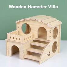 New Wooden Hamster Villa Chewable Easy To Install Platform House Cage Accessories Hamster Climb Toy Pet Supplies - Multicolor - View 3