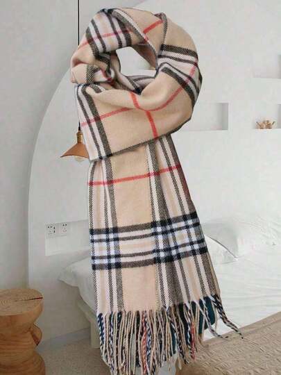 1 Piece Classic Plaid Scarf, Boyfriend Scarf, Warm Men's Scarf Double-Sided Unisex Birthday Gift, Autumn Winter Men's Accessories Men's Scarf