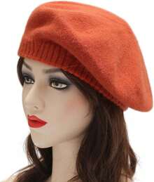 French Beret Hat Fashion Print Lightweight Winter Warm Hat Women - Style - Solid Royal Blue - View 8