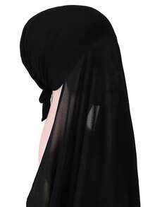 1 pièce Foulard à capuche en mousseline de soie de couleur unie pratique avec bonnet