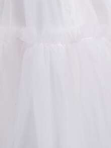 Girls' Elegant Bowknot Tulle Trailing Puff Dress, Suitable For Birthday Party, Banquet, Does Not Include Headband - White - View 9