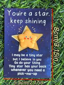 24颗精美树脂星星摆件，可作为小礼物表达赞赏，适合学生，内含波点图案，并附赠一张励志卡片，上面写着“你是一颗星星，继续闪耀”，鼓励你以积极的态度面对生活中的挑战。这份贴心的幸运礼物可以送给学生。 - 彩色 - 查看 5