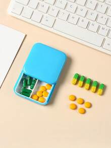 Caja de medicina portátil y creativa personalizada, de tipo de extracción, con 2 compartimentos, pequeña, para la mañana y la noche, caja de medicina anti-olvido. - Multicolor - Ver 5