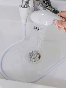 便携式手持水槽喷枪 - 多功能白色柔性水槽龙头喷嘴 - 塑料手持水龙头冲洗附件 - 防漏高压喷枪，带夹子设计 - 易于清洁和安装 - 适用于浴室、厨房、宠物洗澡、植物浇水和洗车 - 现代浴室和房车的必备配件 - 快速连接工具，可用于室内外洗发和宠物淋浴 - 理想的礼品之选 - 彩色 - 查看 9