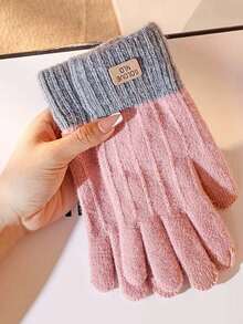 1pair Touch-Sensitive Warm Knitted Adult Gloves, Simple Cute Outdoor Activity Warm Gloves, Comfortable Gloves For Cycling And Driving, Knitted Gloves That Are Compatible With Mobile Phones, Dopamine Lovely Adult Gloves