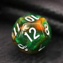 Juego de 7 dados con diseño de galaxia de estrellas en amarillo y verde - Perfecto para MTG, RPG y juegos de mesa! - Multicolor - Ver 2