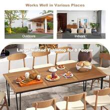 Tangkula - Mesa de comedor para exteriores de 79 pulgadas mesa de patio para 8 personas con orificio para paraguas de 1.9 pulgadas patas de metal y almohadillas para orejas ajustables para piesOutdoor Dining Tables - Negro - Ver 6