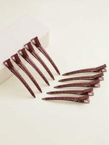 12个金属鳄鱼夹，女士分区夹，银色长发夹，卷发棒专用鳄鱼夹，适合浓密头发，可用于卷发棒，沙龙级使用，DIY蝴蝶结爪夹，发夹，发饰 - 彩色 - 查看 15