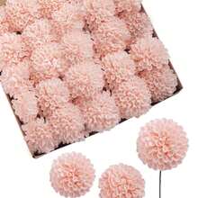 50支泡沫绣球花婚礼大丽花菊花假玫瑰带茎DIY婚礼装饰手花 - 彩色 - 查看 20